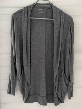 Paper Label Heather Grey Open-Front Draped Cardigan
